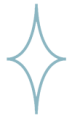 Blue outlined star shape with curved points on a white background.